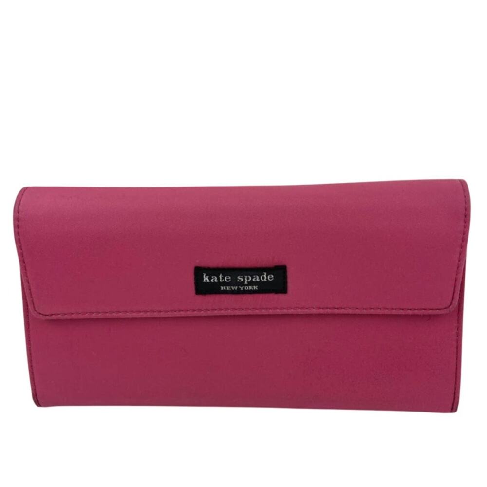 VTG Kate Spade Bubblegum Pink Foldover Clutch Wallet Barbiecore Card Money Y2K - Picture 1 of 10